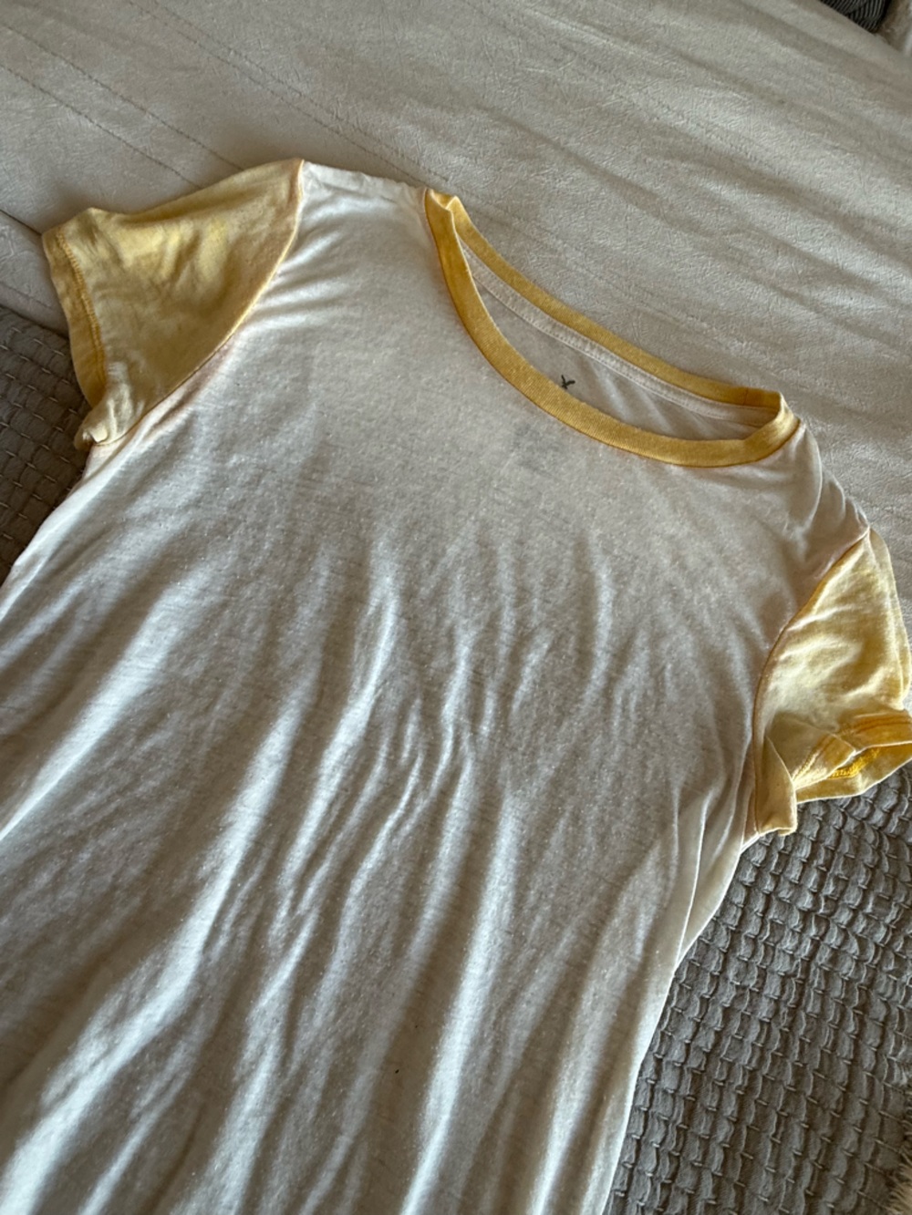 Vintage-Style Yellow Trim Ringer Tee
